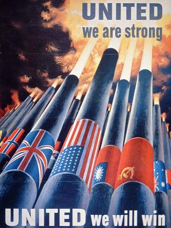 VINTAGE UNITED WE ARE STRONG WAR POSTER A2 PRINT